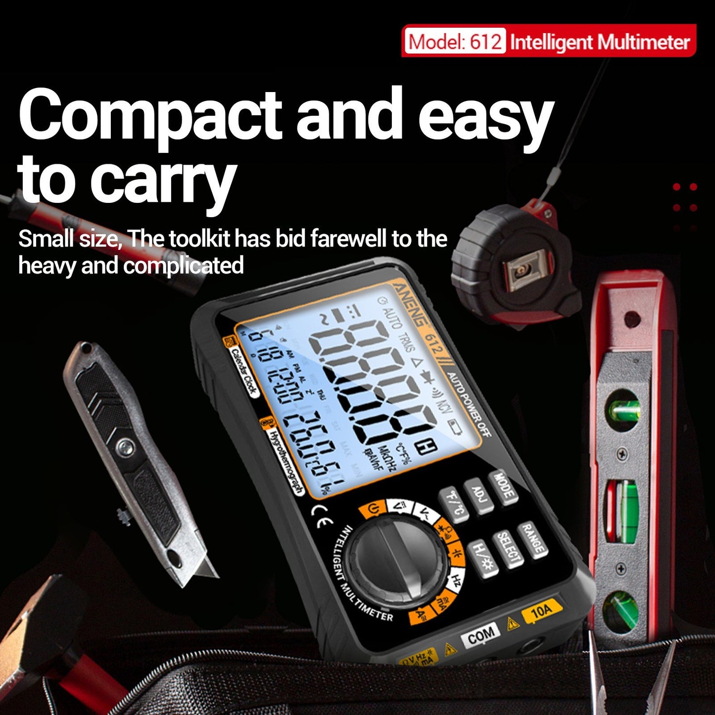 ANENG 612 Smart Digital Multimeter 3-in-1: Temperature, Humidity, Ammeter, Voltmeter - 4000 Count Professional Test Tools