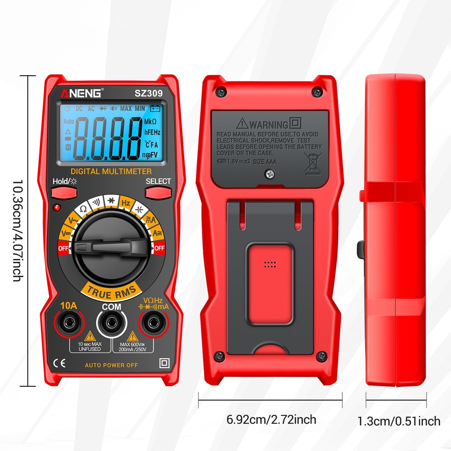 Smart Multimeter - ANENG SZ309, 1999 Count, High Precision Electrical Tester with LCD Backlight, AC/DC Voltmeter Ammeter for Electricians