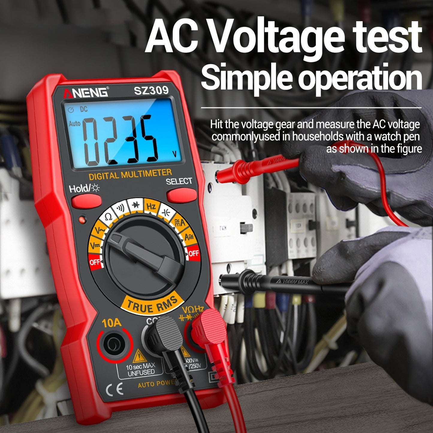 Smart Multimeter - ANENG SZ309, 1999 Count, High Precision Electrical Tester with LCD Backlight, AC/DC Voltmeter Ammeter for Electricians