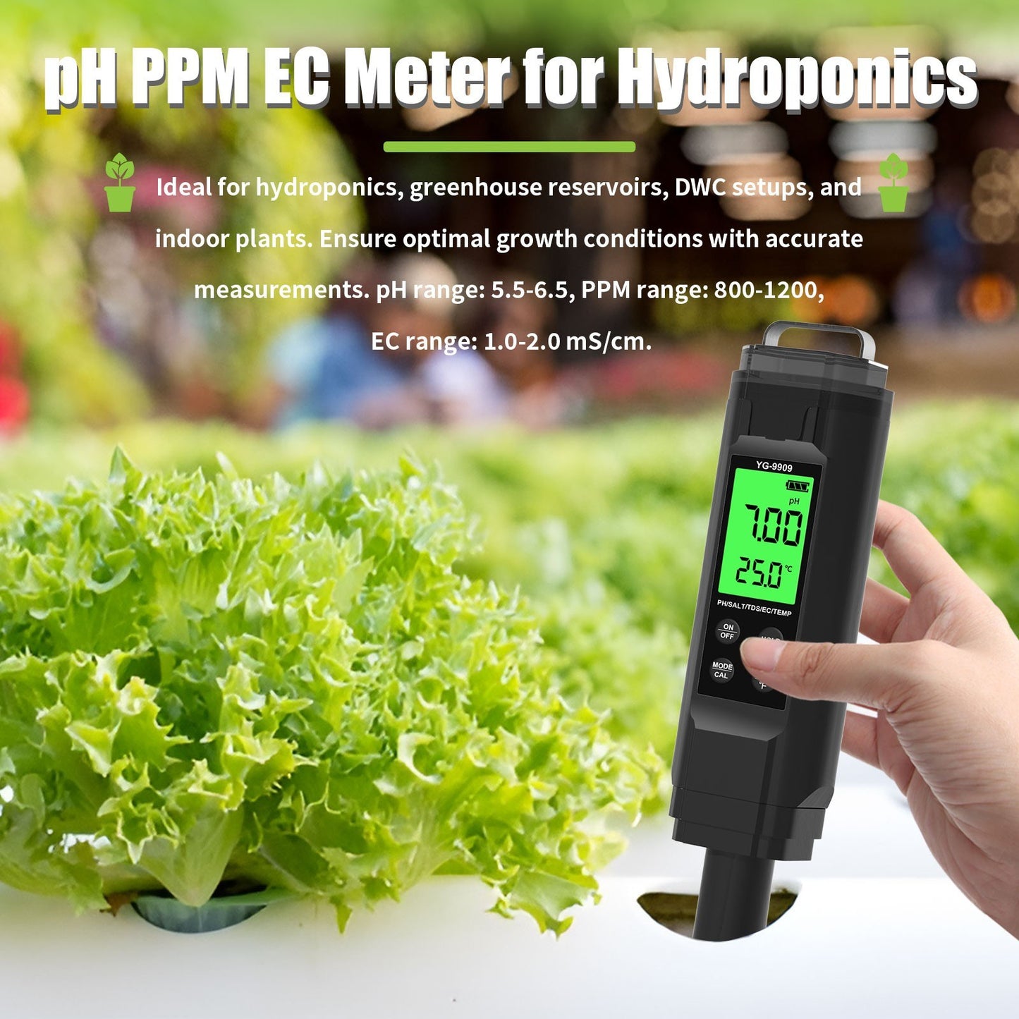 5-in-1 Water Quality Tester: PH, SALT, TDS, EC & Temperature Meter for Aquariums, Drinking Water & Pools