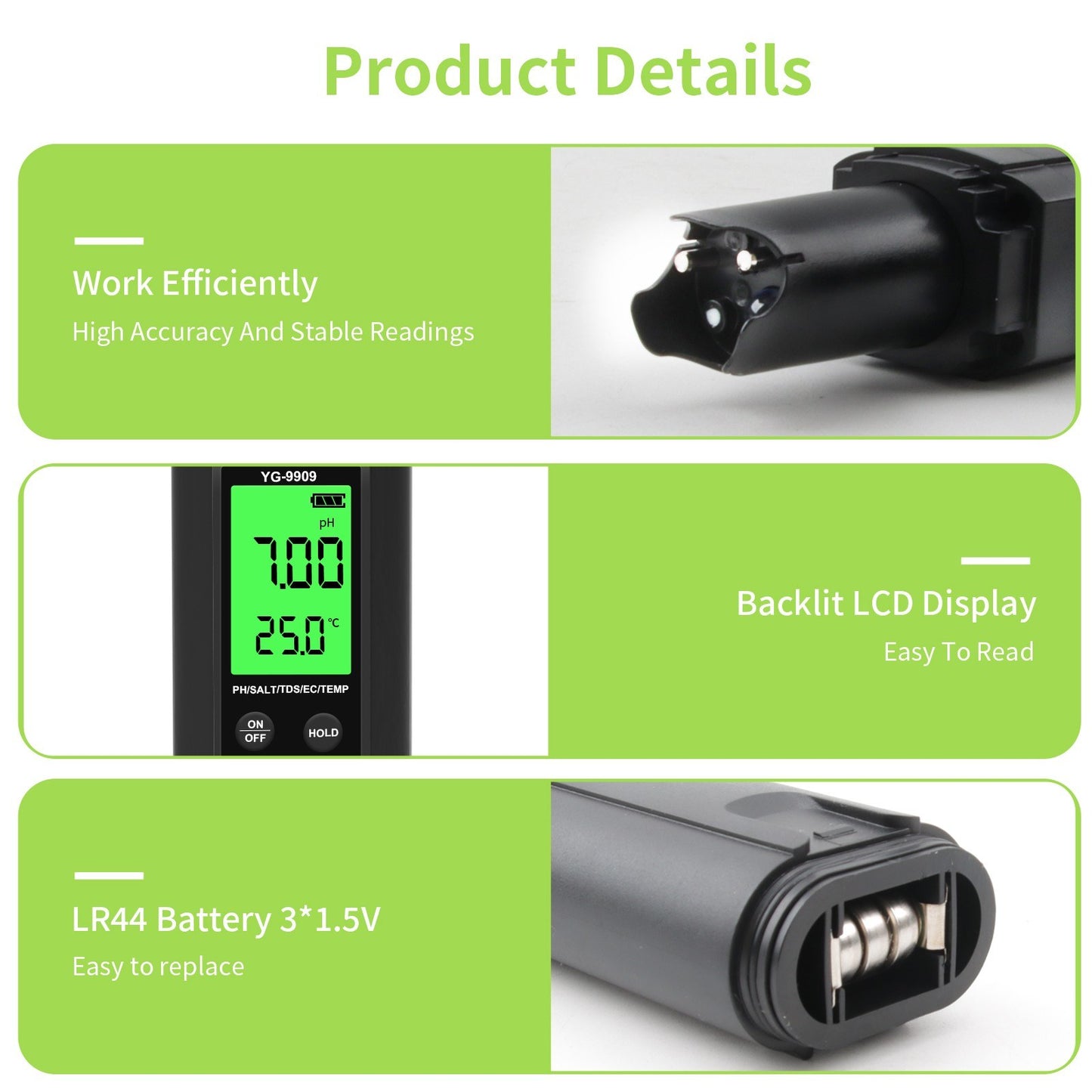 5-in-1 Water Quality Tester: PH, SALT, TDS, EC & Temperature Meter for Aquariums, Drinking Water & Pools