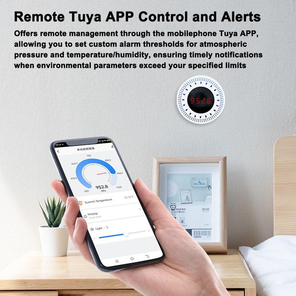 Tuya Smart WiFi Atmospheric Pressure, Temperature & Humidity Sensor for Home Automation