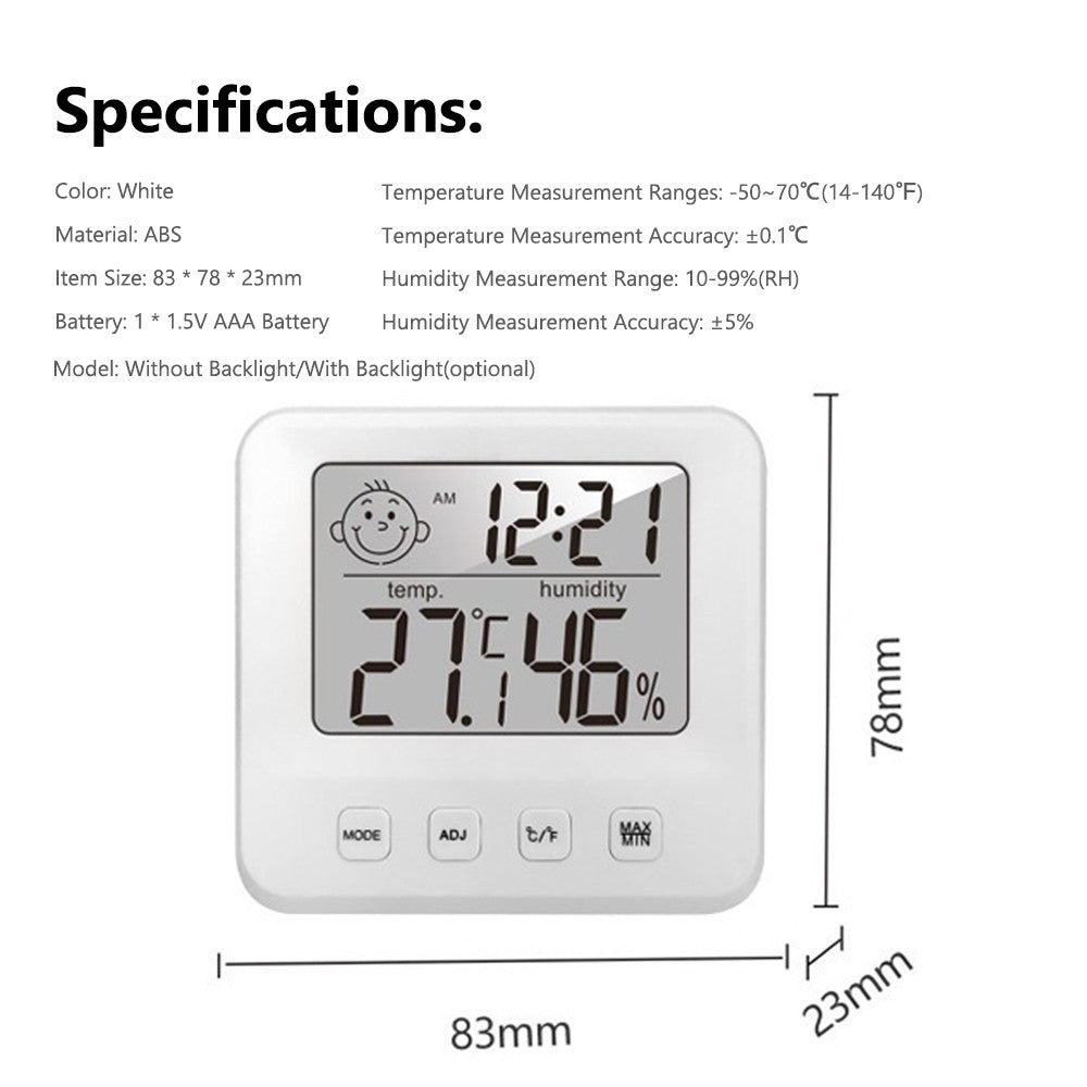 Digital Indoor Thermometer Hygrometer with LCD Temperature & Humidity Monitor, Time Display, Comfort Indicator, Alarm Clock, ℃/℉ Switching - Ideal for Home, Office, Baby Room, Greenhouse