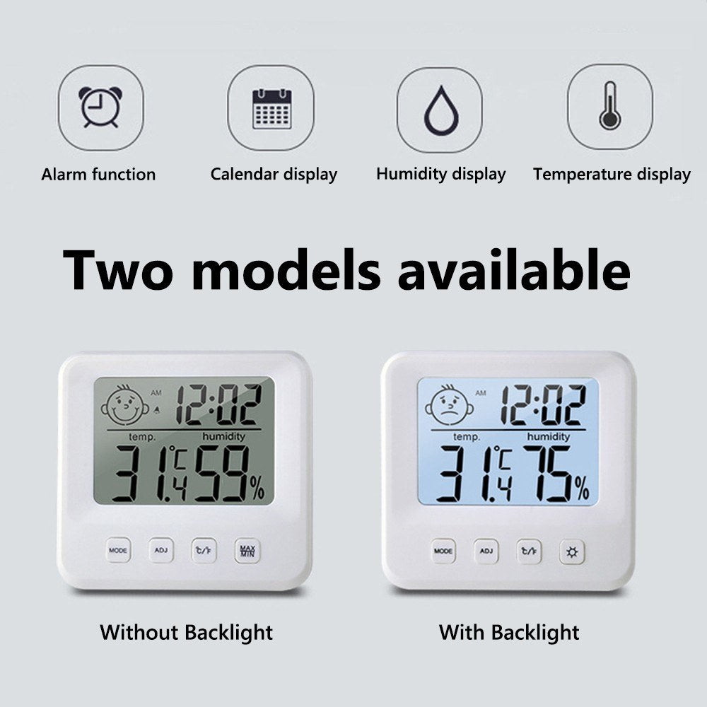 Digital Indoor Thermometer Hygrometer with LCD Temperature & Humidity Monitor, Time Display, Comfort Indicator, Alarm Clock, ℃/℉ Switching - Ideal for Home, Office, Baby Room, Greenhouse