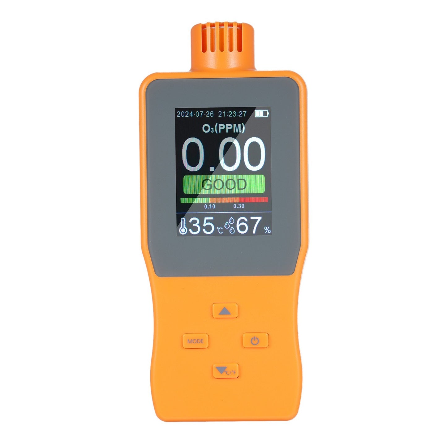 Portable O3 Ozone Detector & Air Quality Monitor with LCD, Temperature & Humidity Sensor, Adjustable Alarm