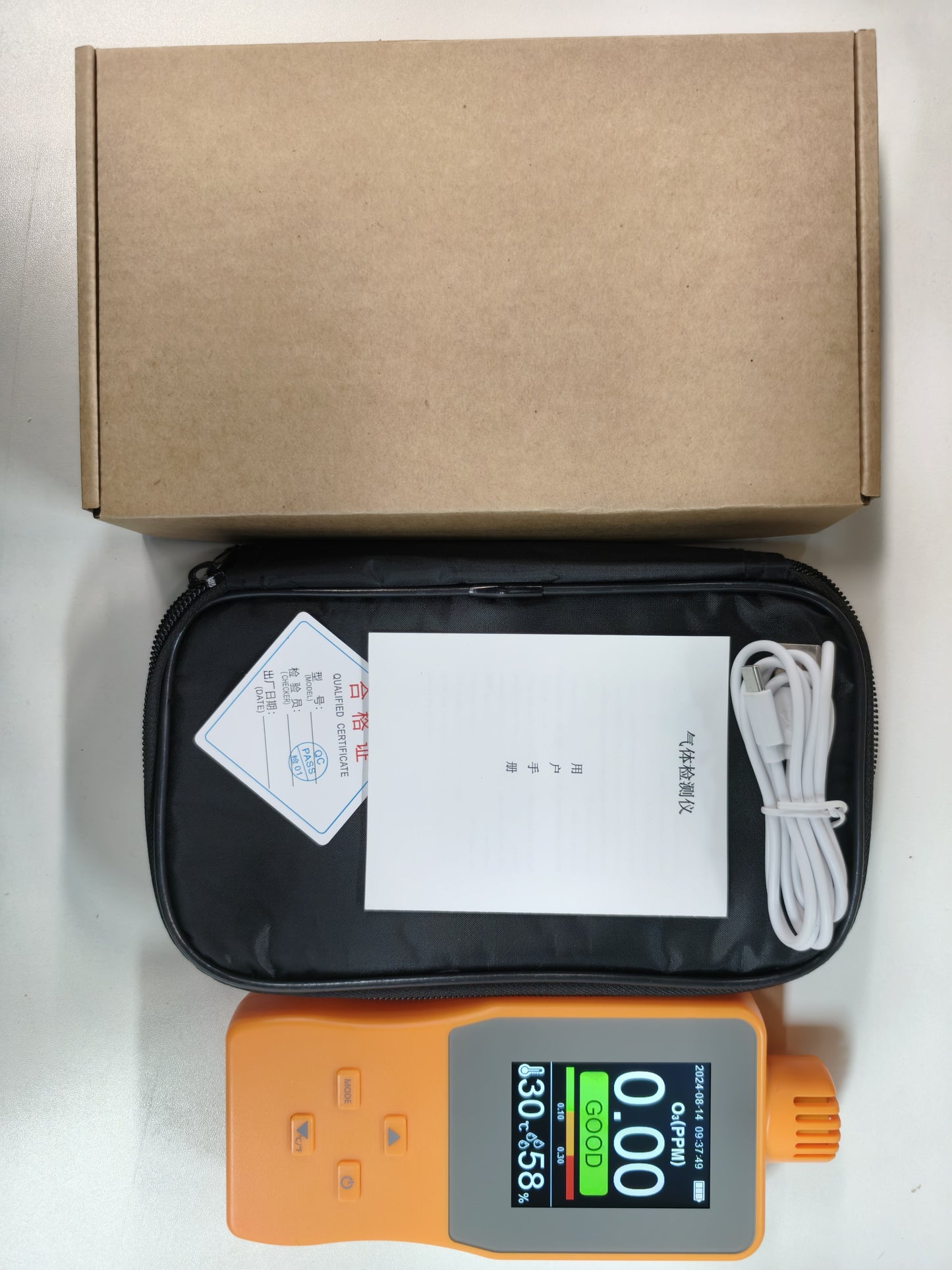 Portable O3 Ozone Detector & Air Quality Monitor with LCD, Temperature & Humidity Sensor, Adjustable Alarm