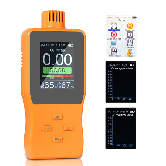 Portable O3 Ozone Detector & Air Quality Monitor with LCD, Temperature & Humidity Sensor, Adjustable Alarm