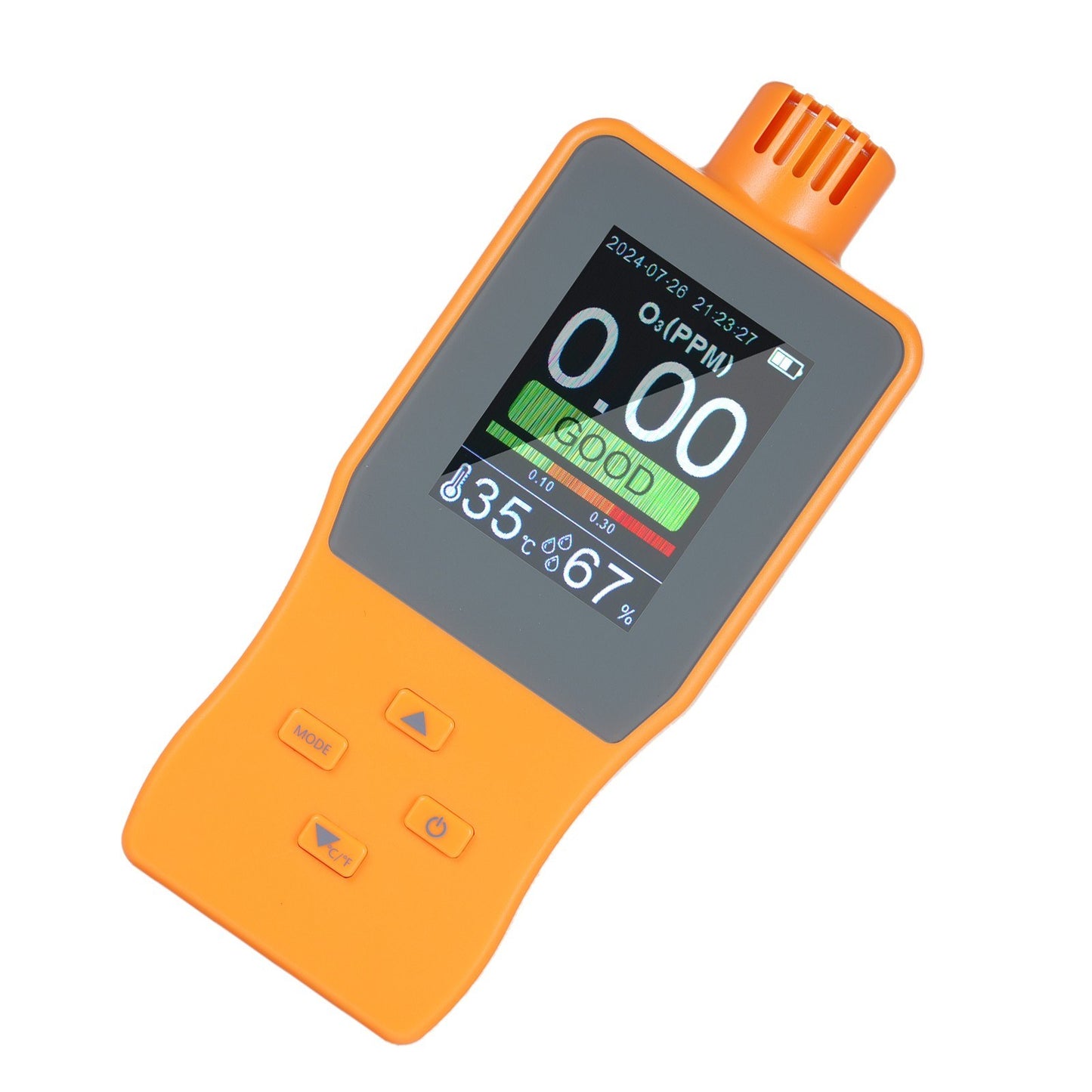 Portable O3 Ozone Detector & Air Quality Monitor with LCD, Temperature & Humidity Sensor, Adjustable Alarm