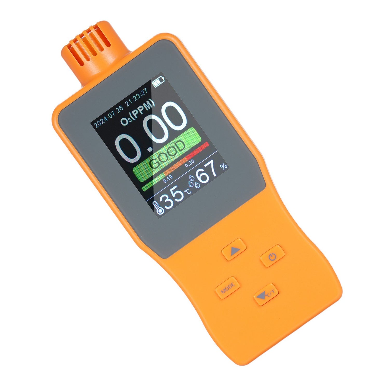 Portable O3 Ozone Detector & Air Quality Monitor with LCD, Temperature & Humidity Sensor, Adjustable Alarm
