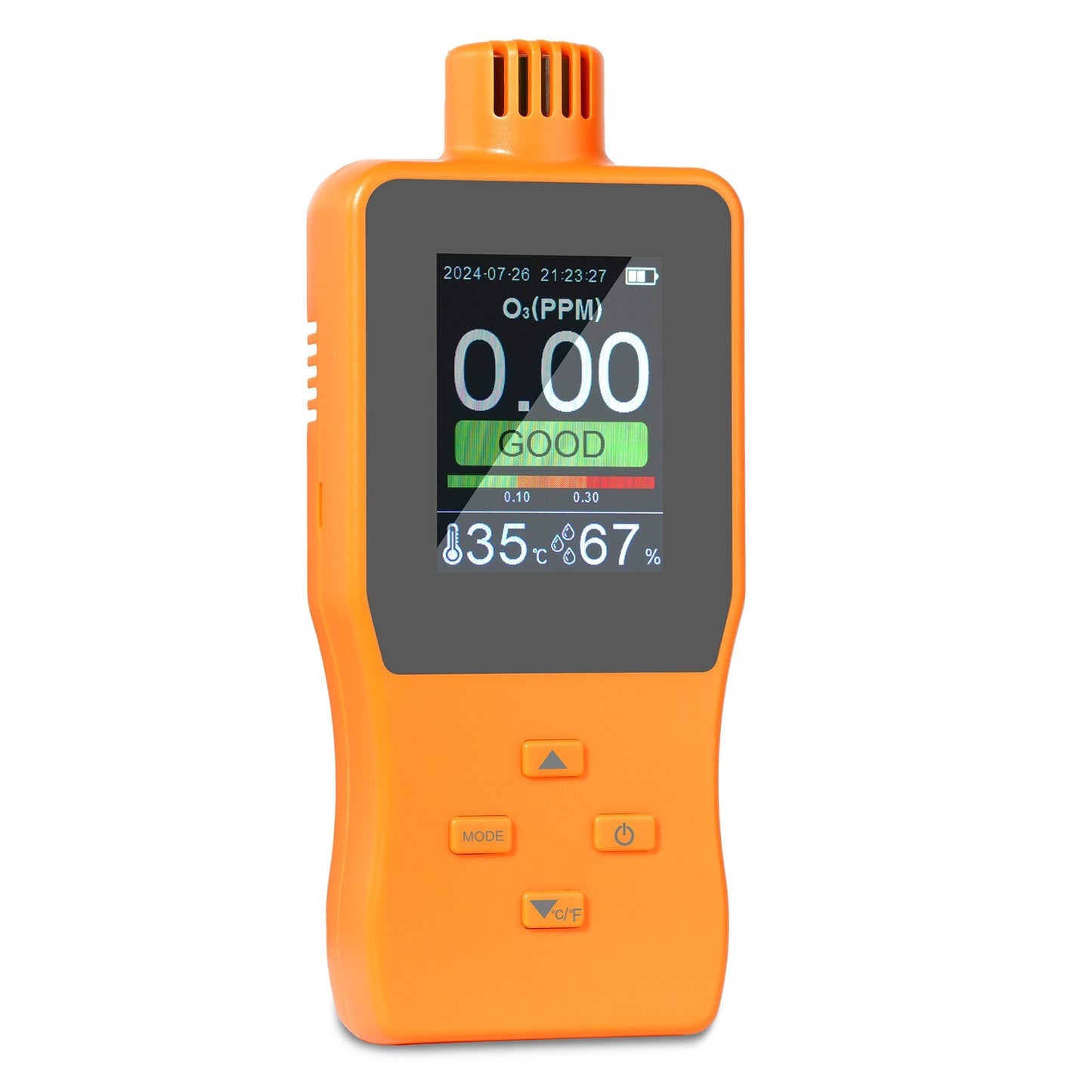 Portable O3 Ozone Detector & Air Quality Monitor with LCD, Temperature & Humidity Sensor, Adjustable Alarm