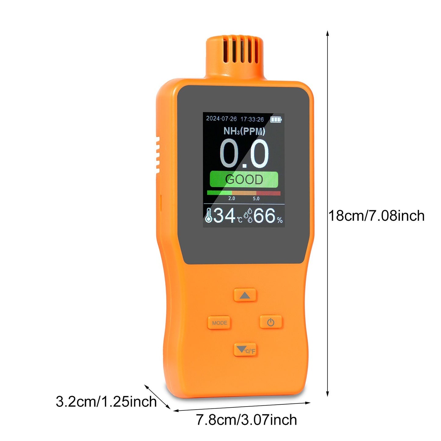 Digital Handheld Ammonia Gas Detector (0-100 PPM) with LCD Display - Temperature & Humidity Monitor for Poultry Farms