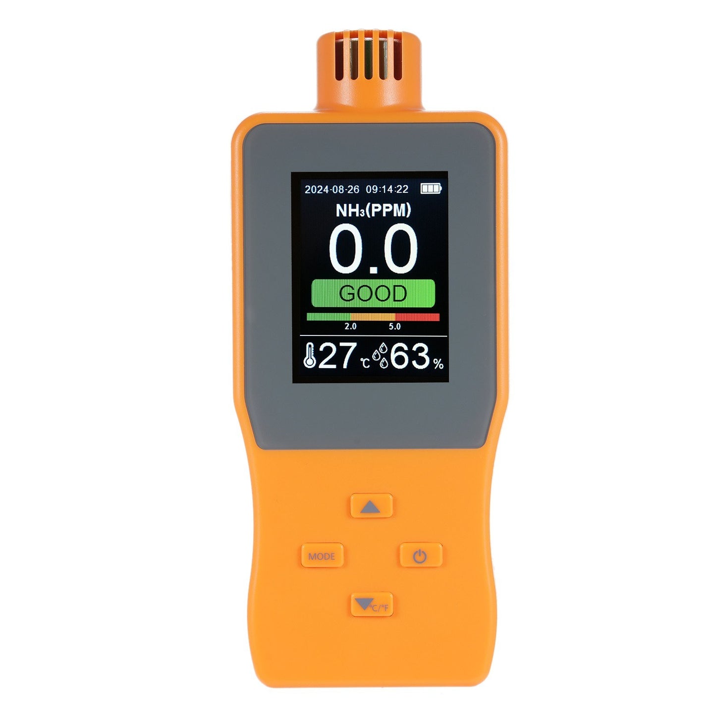 Digital Handheld Ammonia Gas Detector (0-100 PPM) with LCD Display - Temperature & Humidity Monitor for Poultry Farms