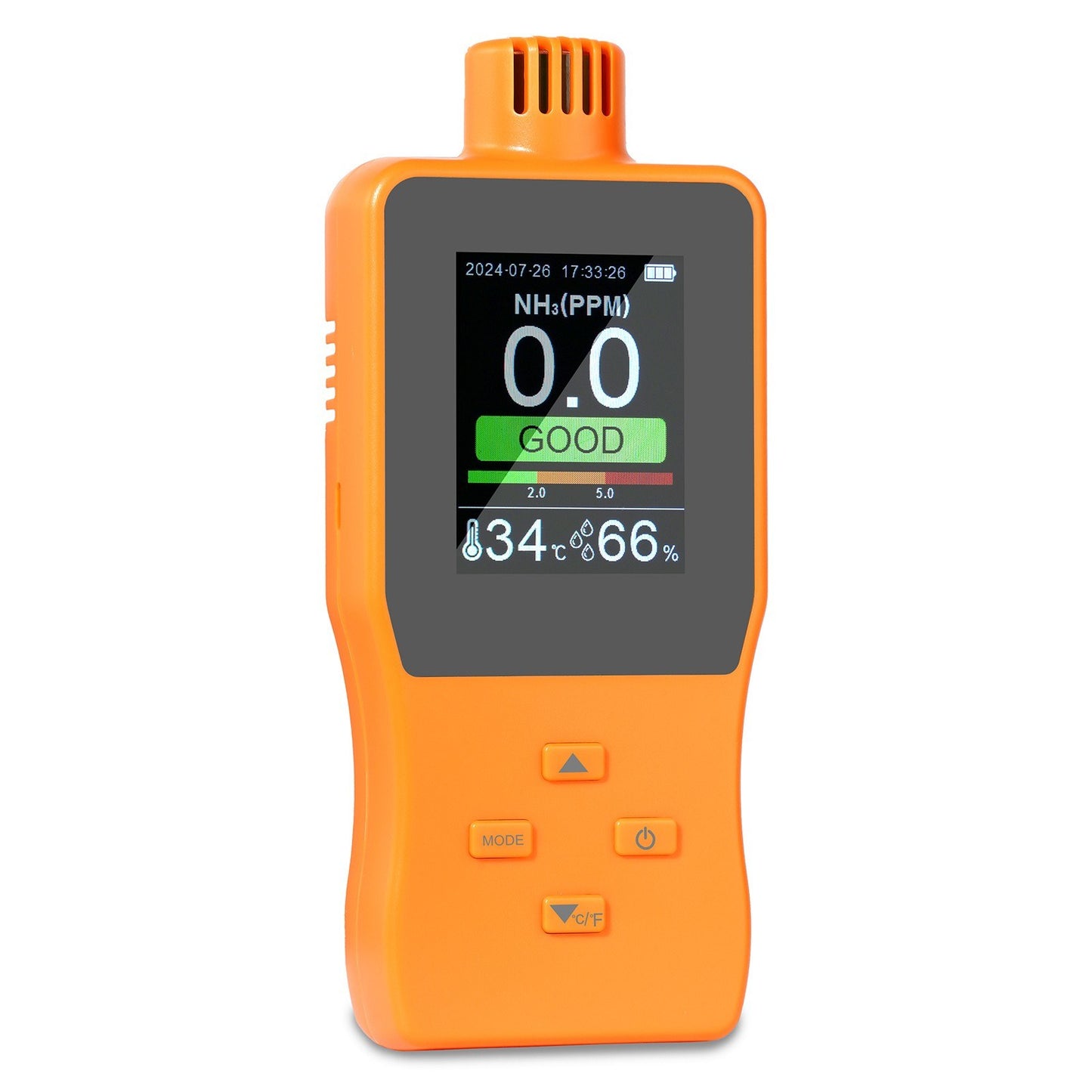 Digital Handheld Ammonia Gas Detector (0-100 PPM) with LCD Display - Temperature & Humidity Monitor for Poultry Farms
