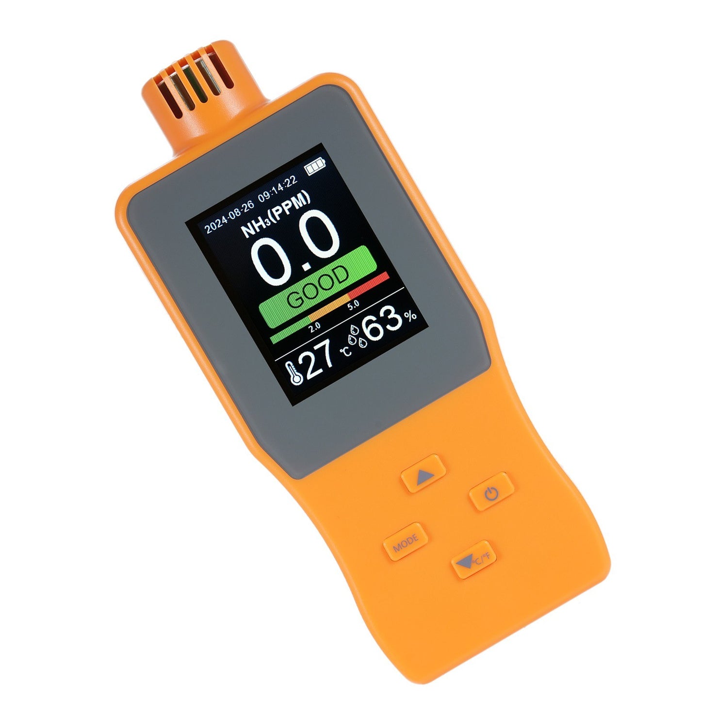 Digital Handheld Ammonia Gas Detector (0-100 PPM) with LCD Display - Temperature & Humidity Monitor for Poultry Farms