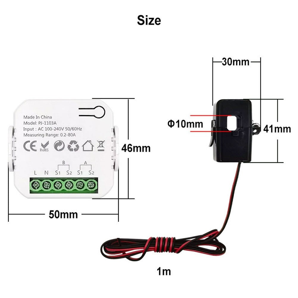 Smart WiFi Energy Switch with Real-time Power Monitoring & App Control - Tuya 2CT