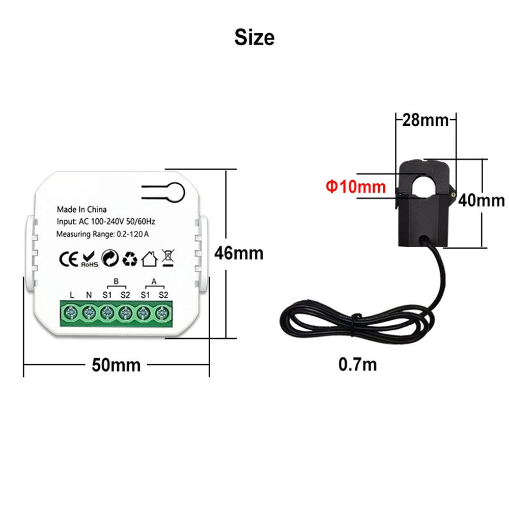 Tuya WiFi Smart Energy Switch with App Control – Real-time Power Monitoring & Custom Settings