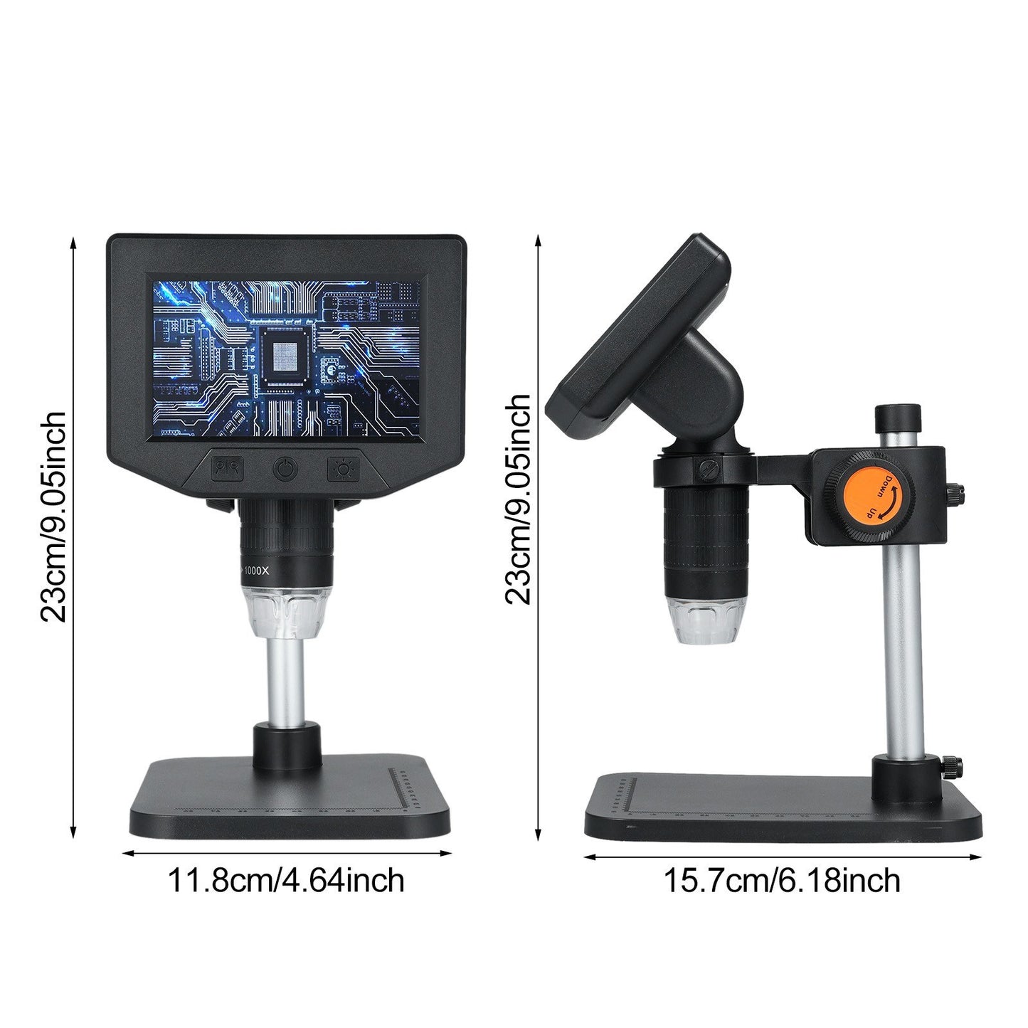 1080P 4.3-Inch HD Digital Microscope Camera, 1X-1000X Portable for PCB Electronics Repair with 8 LED Lights
