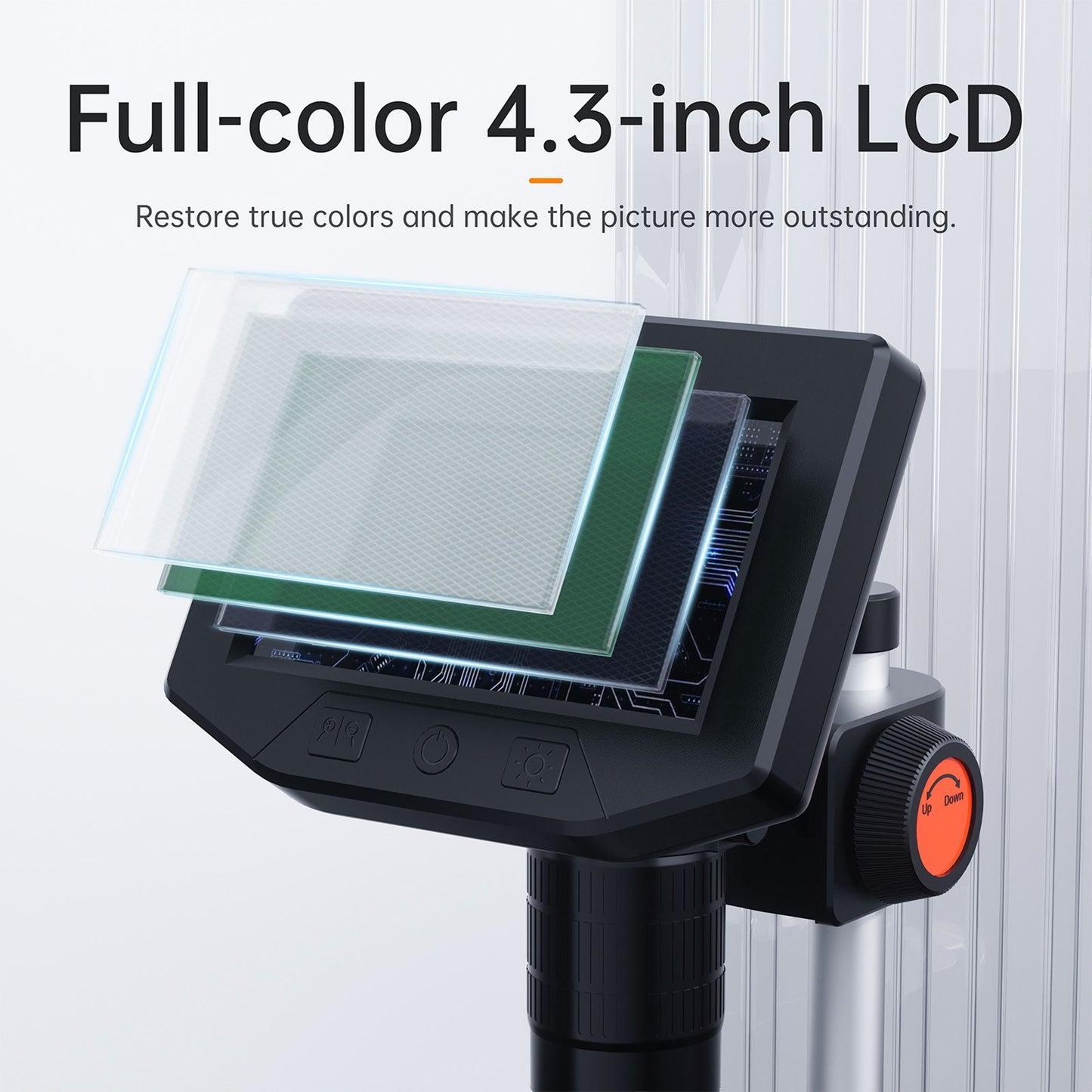 1080P 4.3-Inch HD Digital Microscope Camera, 1X-1000X Portable for PCB Electronics Repair with 8 LED Lights