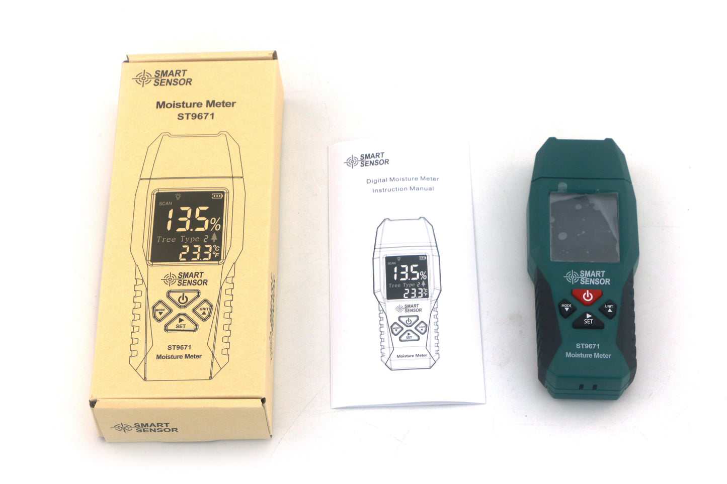 Pocket-Size SMART SENSOR Wood Moisture Meter with LCD Display - Pin Type Humidity Detector for Wood, Bamboo, Paper, Herbs, 4 Modes