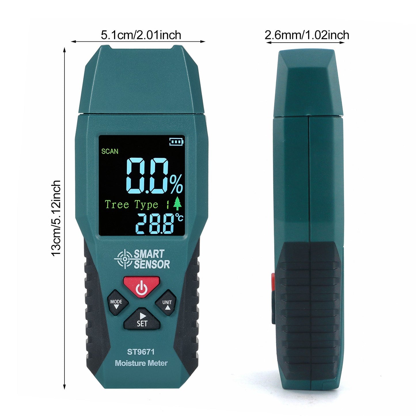 Pocket-Size SMART SENSOR Wood Moisture Meter with LCD Display - Pin Type Humidity Detector for Wood, Bamboo, Paper, Herbs, 4 Modes
