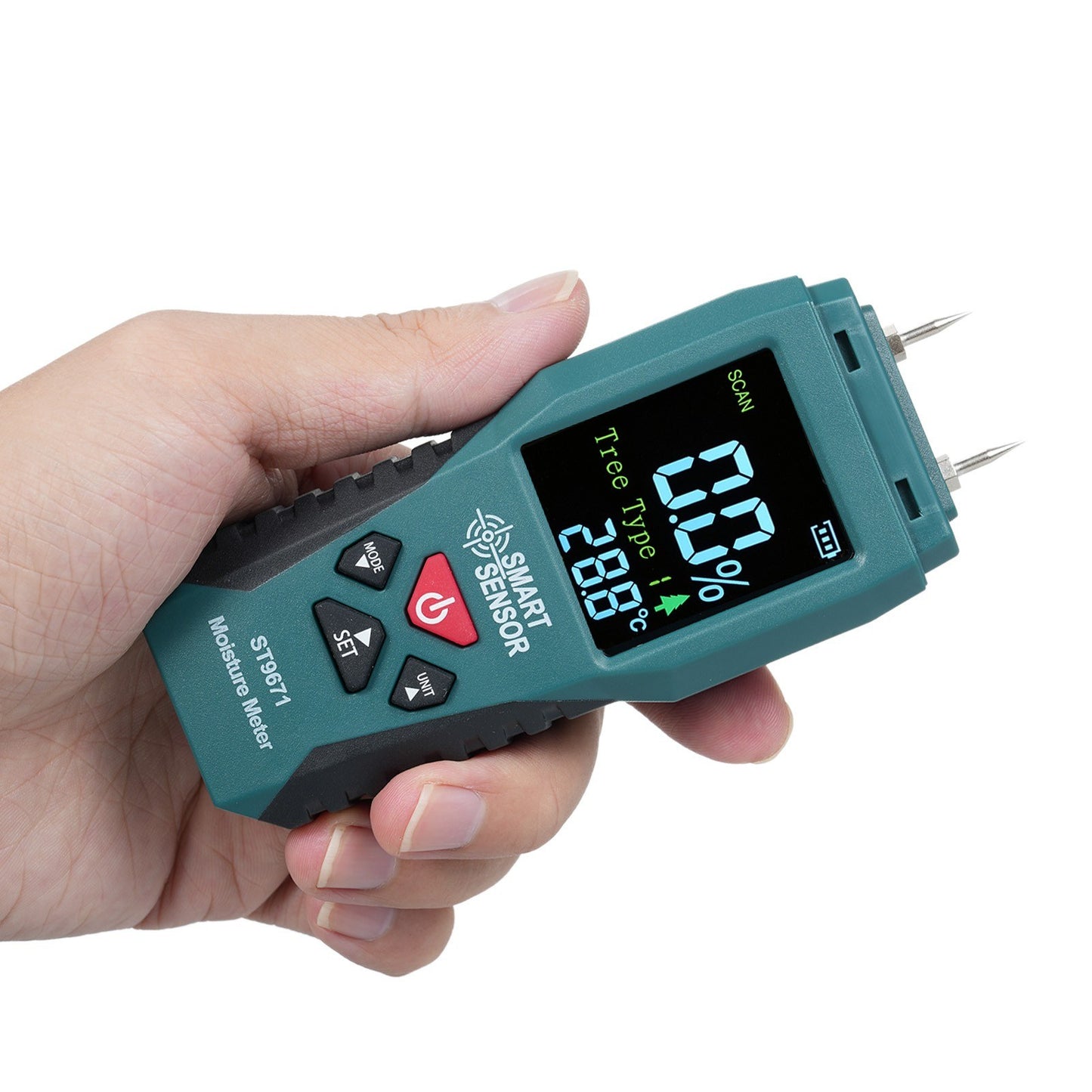 Pocket-Size SMART SENSOR Wood Moisture Meter with LCD Display - Pin Type Humidity Detector for Wood, Bamboo, Paper, Herbs, 4 Modes