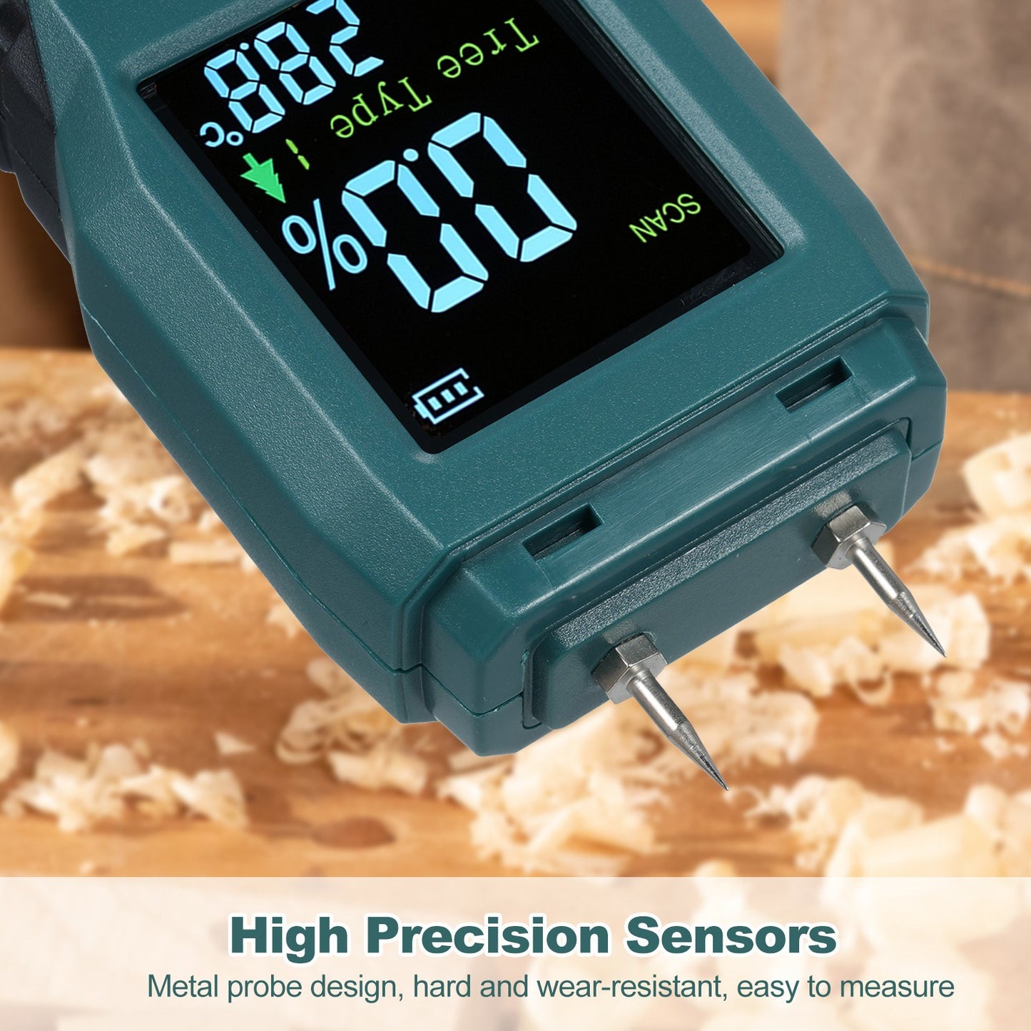 Pocket-Size SMART SENSOR Wood Moisture Meter with LCD Display - Pin Type Humidity Detector for Wood, Bamboo, Paper, Herbs, 4 Modes