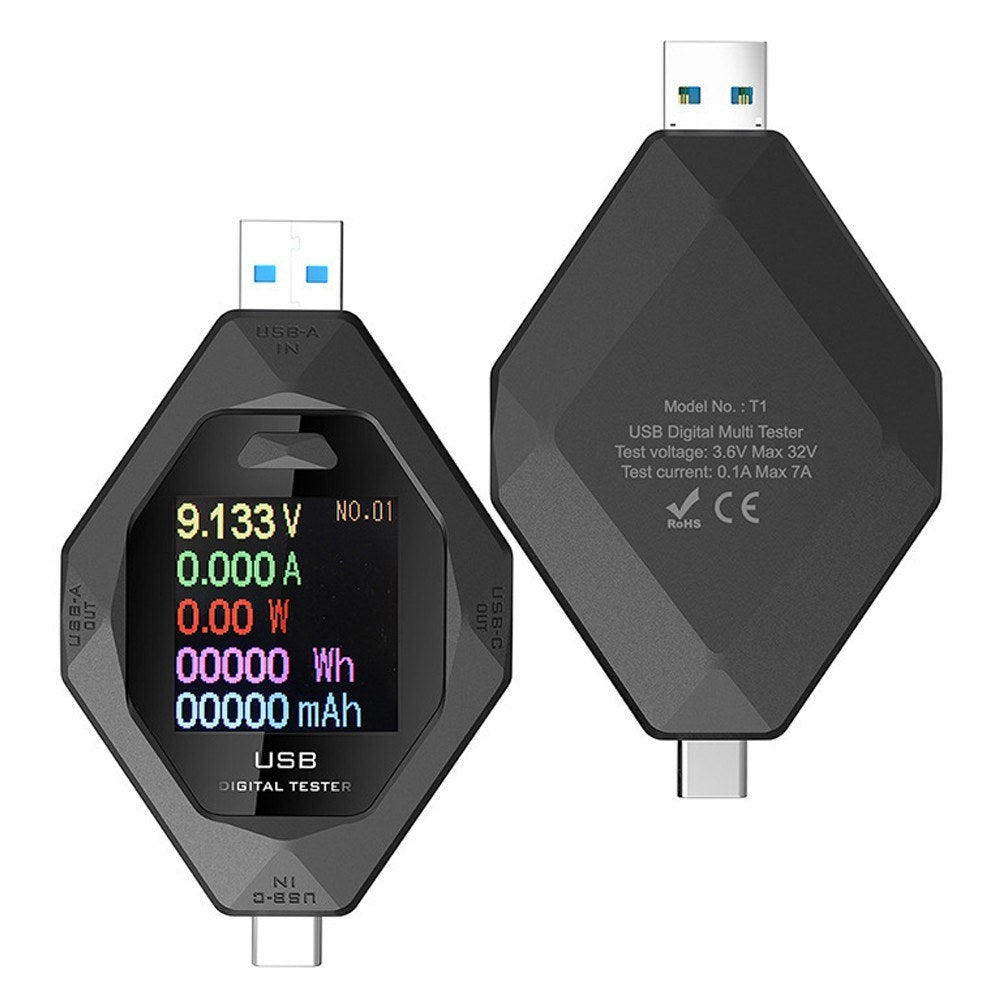Multi-Function USB-C Digital Power Meter for Voltage, Current, & Charging Detection on Type-C and USB Devices