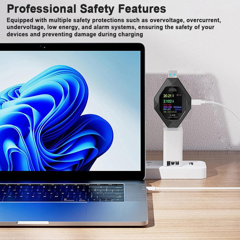 Multi-Function USB-C Digital Power Meter for Voltage, Current, & Charging Detection on Type-C and USB Devices