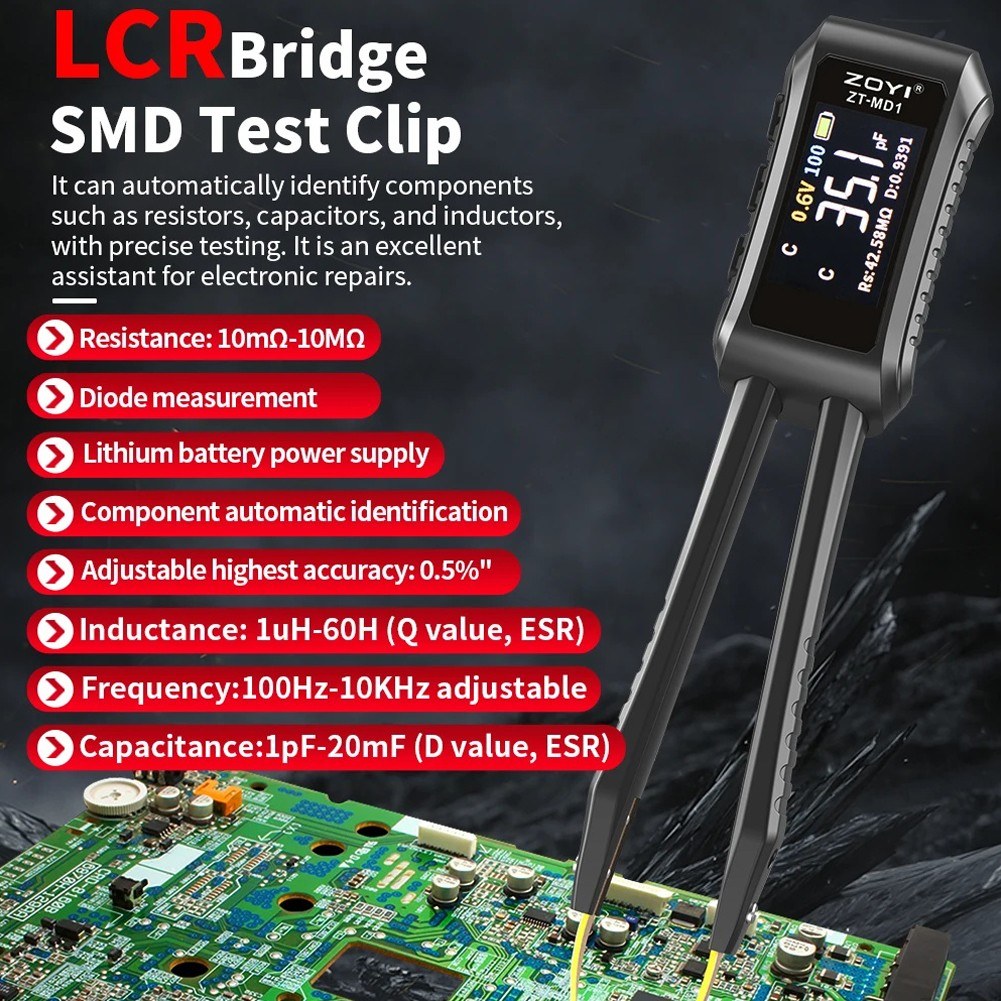 Digital Tweezers Multimeter for Electronic Component Testing