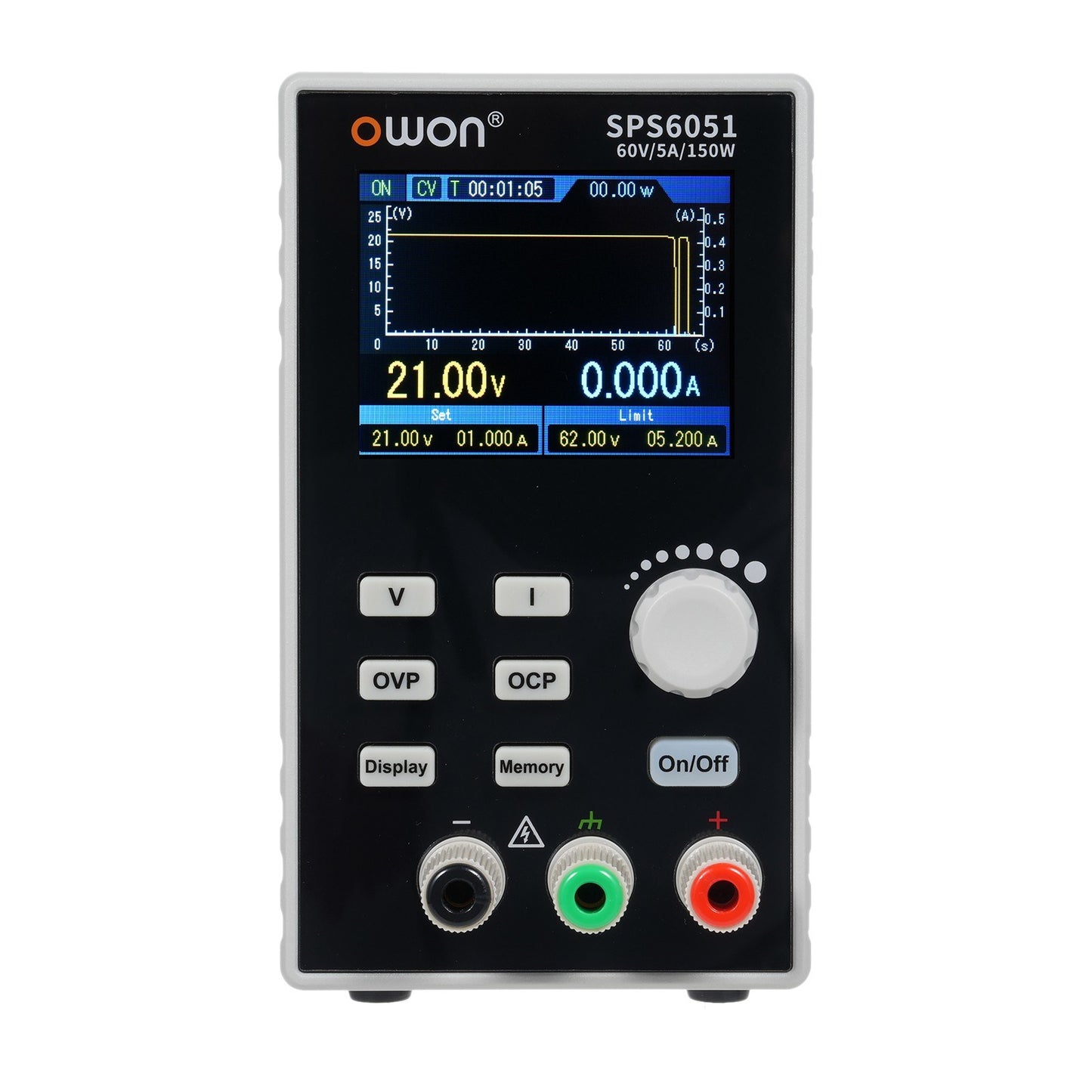 OWON SPS6051 Programmable Linear DC Power Supply with Silent Fanless Design & 2.8 TFT LCD