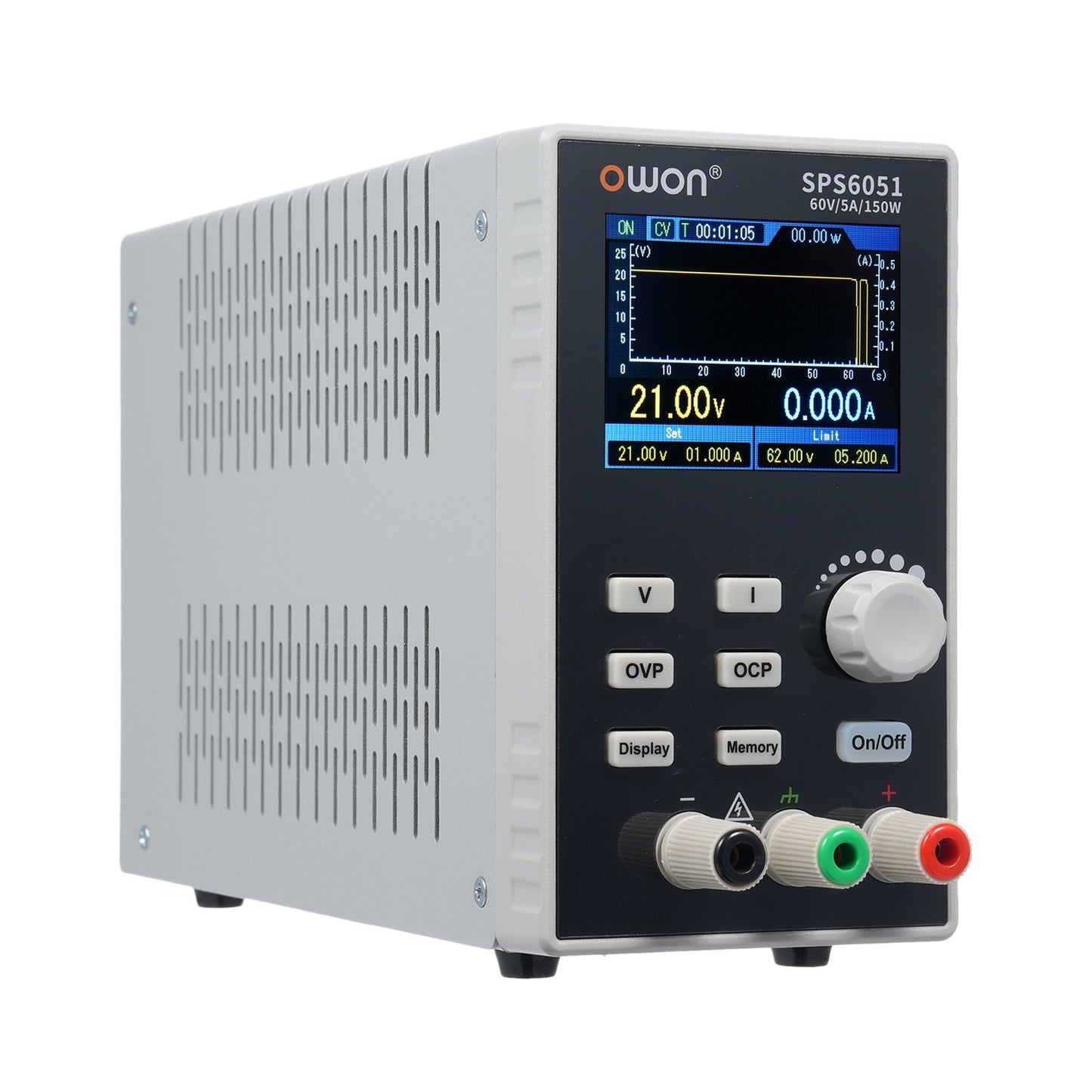 OWON SPS6051 Programmable Linear DC Power Supply with Silent Fanless Design & 2.8 TFT LCD
