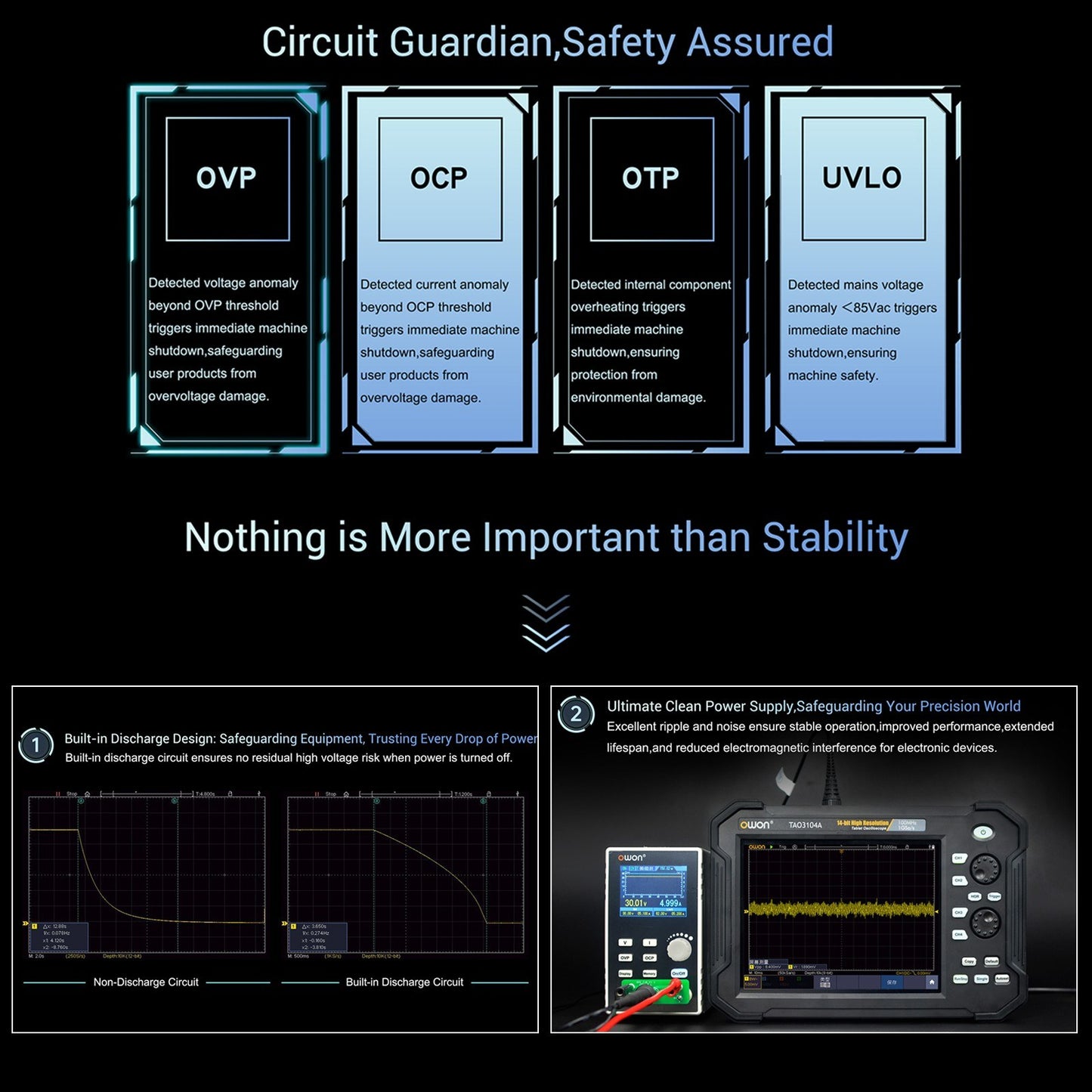 OWON SPS6051 Programmable Linear DC Power Supply with Silent Fanless Design & 2.8 TFT LCD