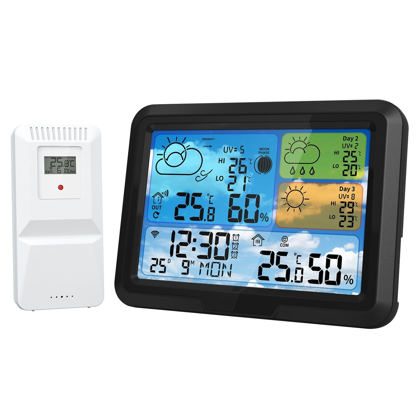 Smart WiFi Weather Station: Indoor/Outdoor Thermometer with App, Color Display, Digital Forecast, Moon Phase & UV Tracking