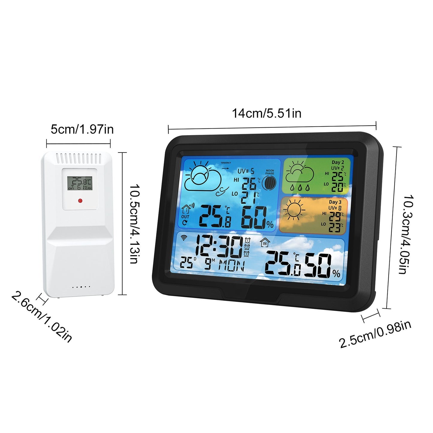 Smart WiFi Weather Station: Indoor/Outdoor Thermometer with App, Color Display, Digital Forecast, Moon Phase & UV Tracking