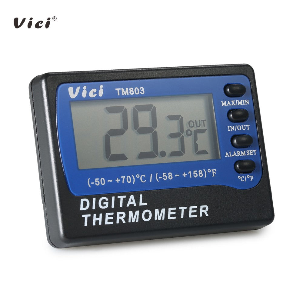 Vici Mini LCD Digital Thermometer: Celsius/Fahrenheit for Fridge/Freezer with Probe & Max/Min Display