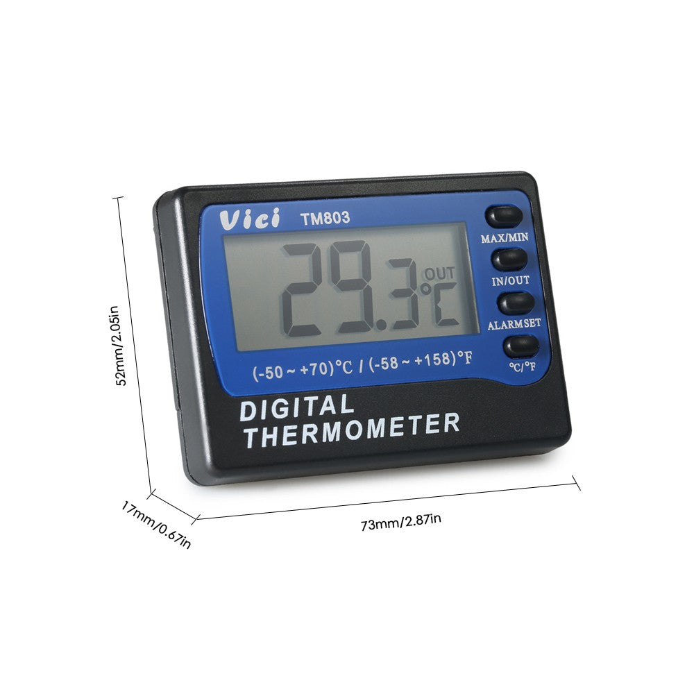 Vici Mini LCD Digital Thermometer: Celsius/Fahrenheit for Fridge/Freezer with Probe & Max/Min Display