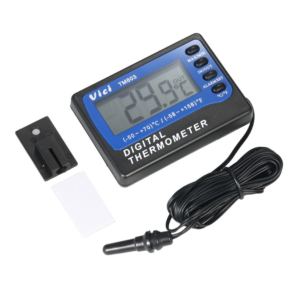 Vici Mini LCD Digital Thermometer: Celsius/Fahrenheit for Fridge/Freezer with Probe & Max/Min Display