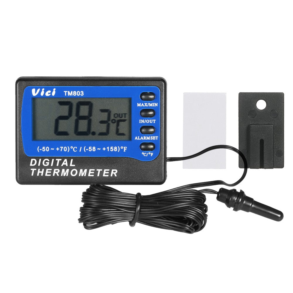 Vici Mini LCD Digital Thermometer: Celsius/Fahrenheit for Fridge/Freezer with Probe & Max/Min Display