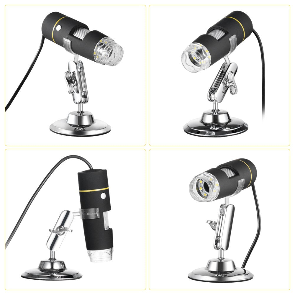 USB Digital Microscope, 1000X Magnification, OTG Endoscope, 8-LED Light with Stand