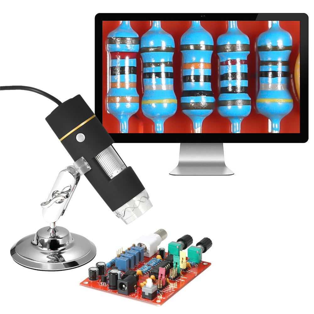USB Digital Microscope, 1000X Magnification, OTG Endoscope, 8-LED Light with Stand
