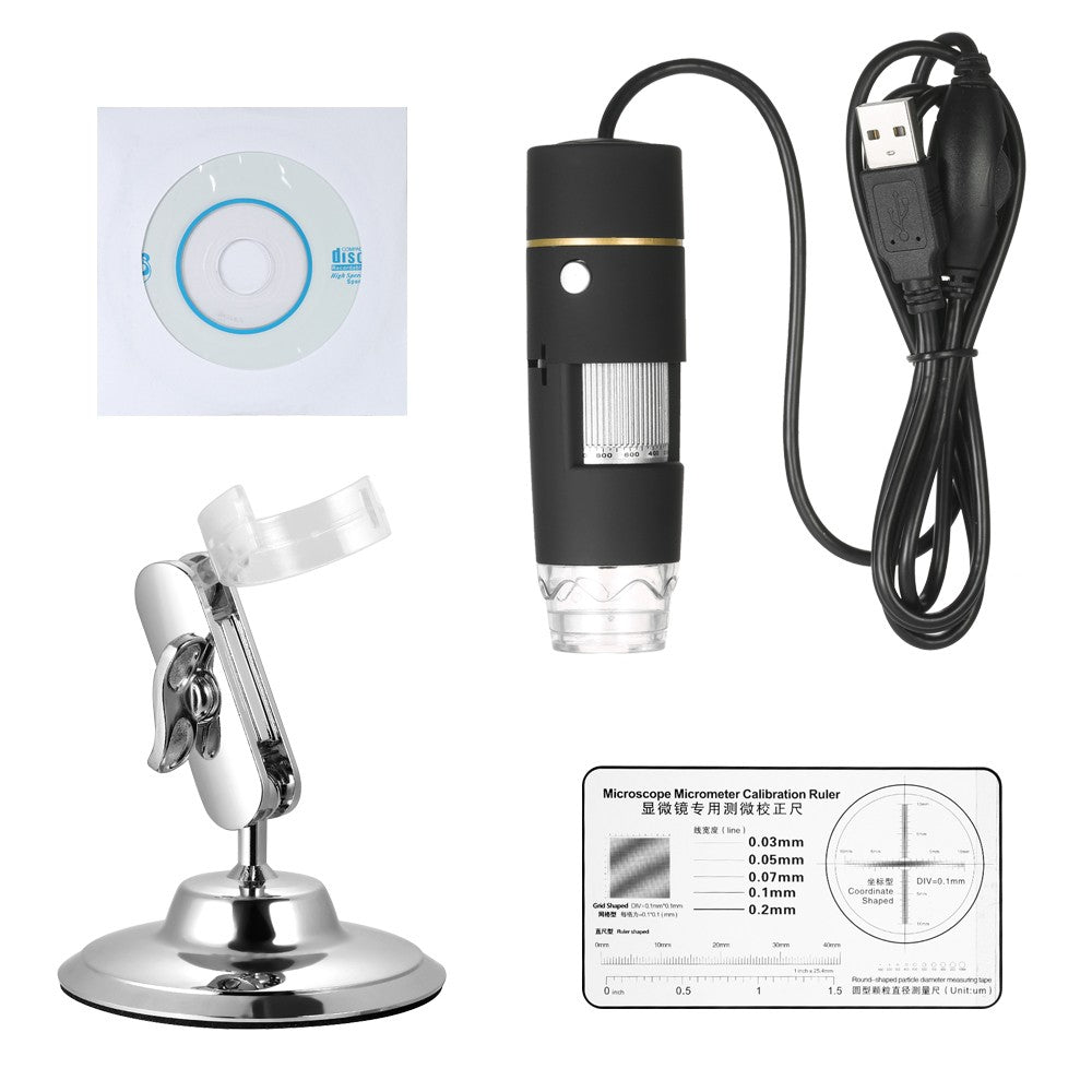 USB Digital Microscope, 1000X Magnification, OTG Endoscope, 8-LED Light with Stand