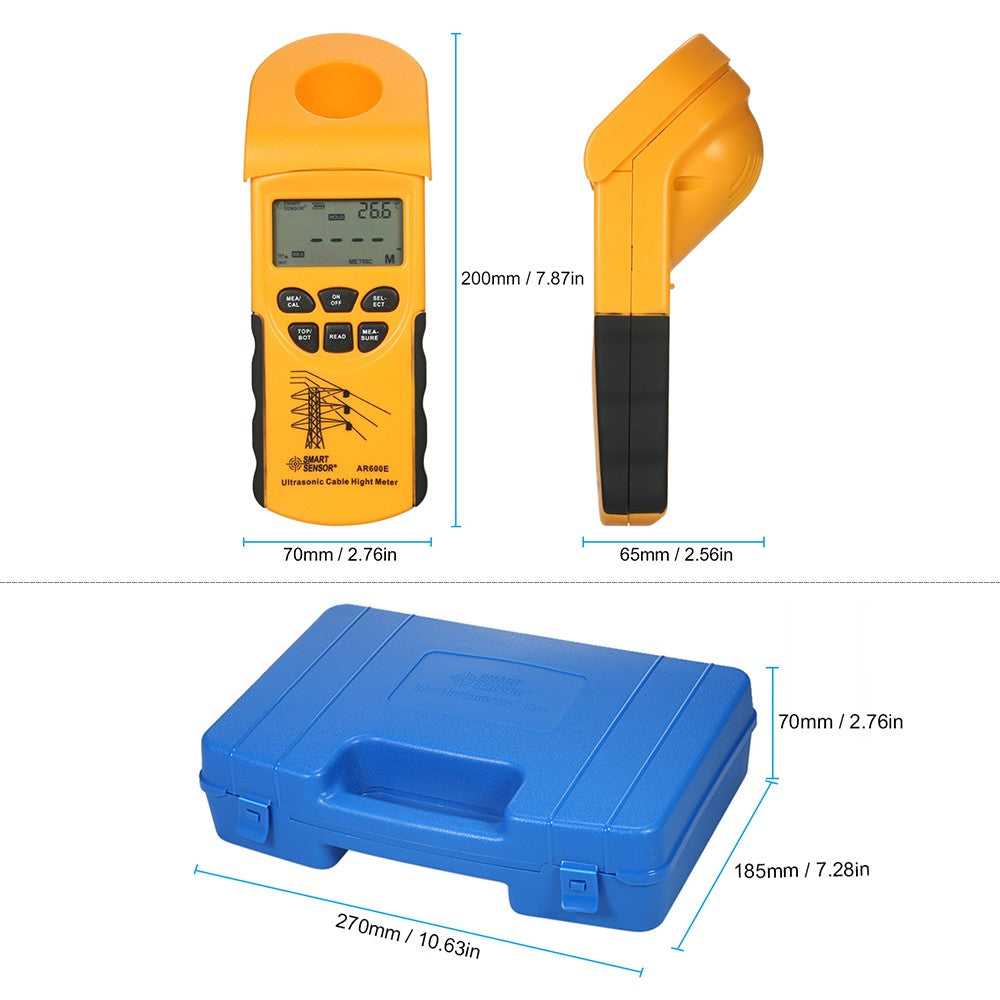 SMART SENSOR Ultrasonic Cable Height Meter: Handheld Digital LCD Tester for Overhead Cables 3-23m