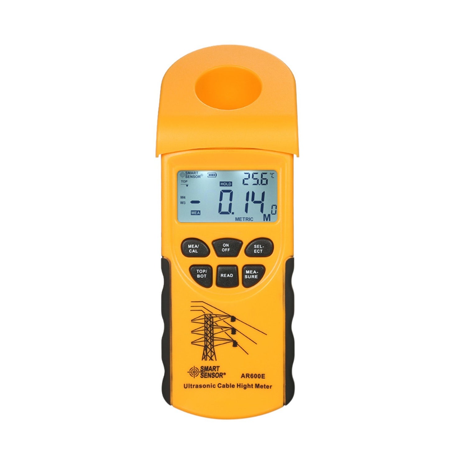 SMART SENSOR Ultrasonic Cable Height Meter: Handheld Digital LCD Tester for Overhead Cables 3-23m