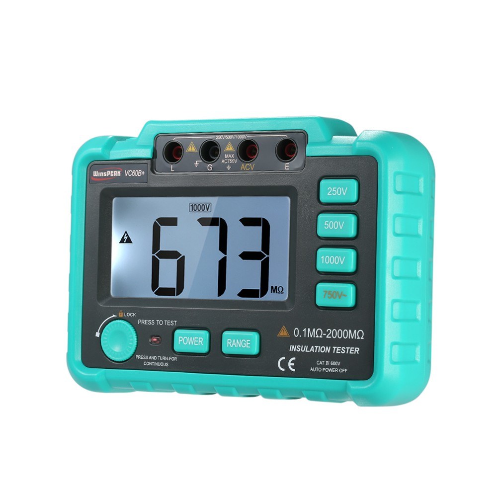 WinsPEAK VC60B+ LCD Digital Megohmmeter 250V/500V/1000V Insulation Resistance Tester