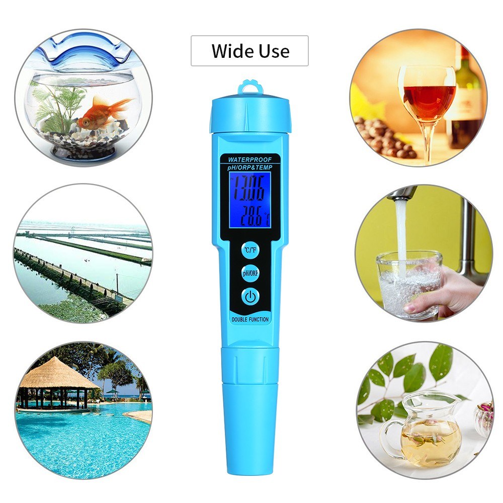 3-in-1 Digital Water Quality Meter: pH, ORP, Temp Detector with LCD Display