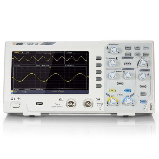 Owon SDS1102 Digital Storage Oscilloscope - 2CH, 100MHz, 1GS/s, 7 LCD Display