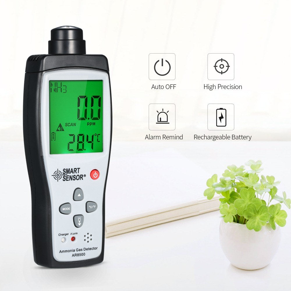 Portable Digital NH3 Ammonia Gas Detector & Monitor - SMART SENSOR Automotive Tester
