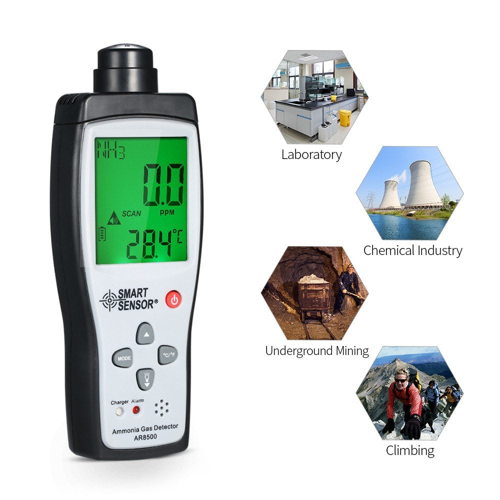 Portable Digital NH3 Ammonia Gas Detector & Monitor - SMART SENSOR Automotive Tester