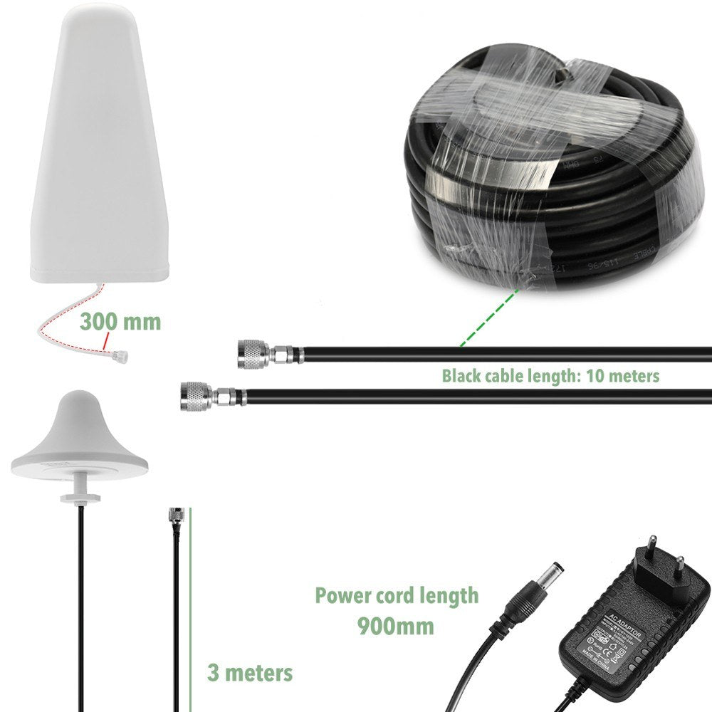 Universal 110-220V Tri-Band Signal Booster Kit: 900/1800/2100 GSM DCS WCDMA 4G/3G/2G LTE Intelligent Repeater