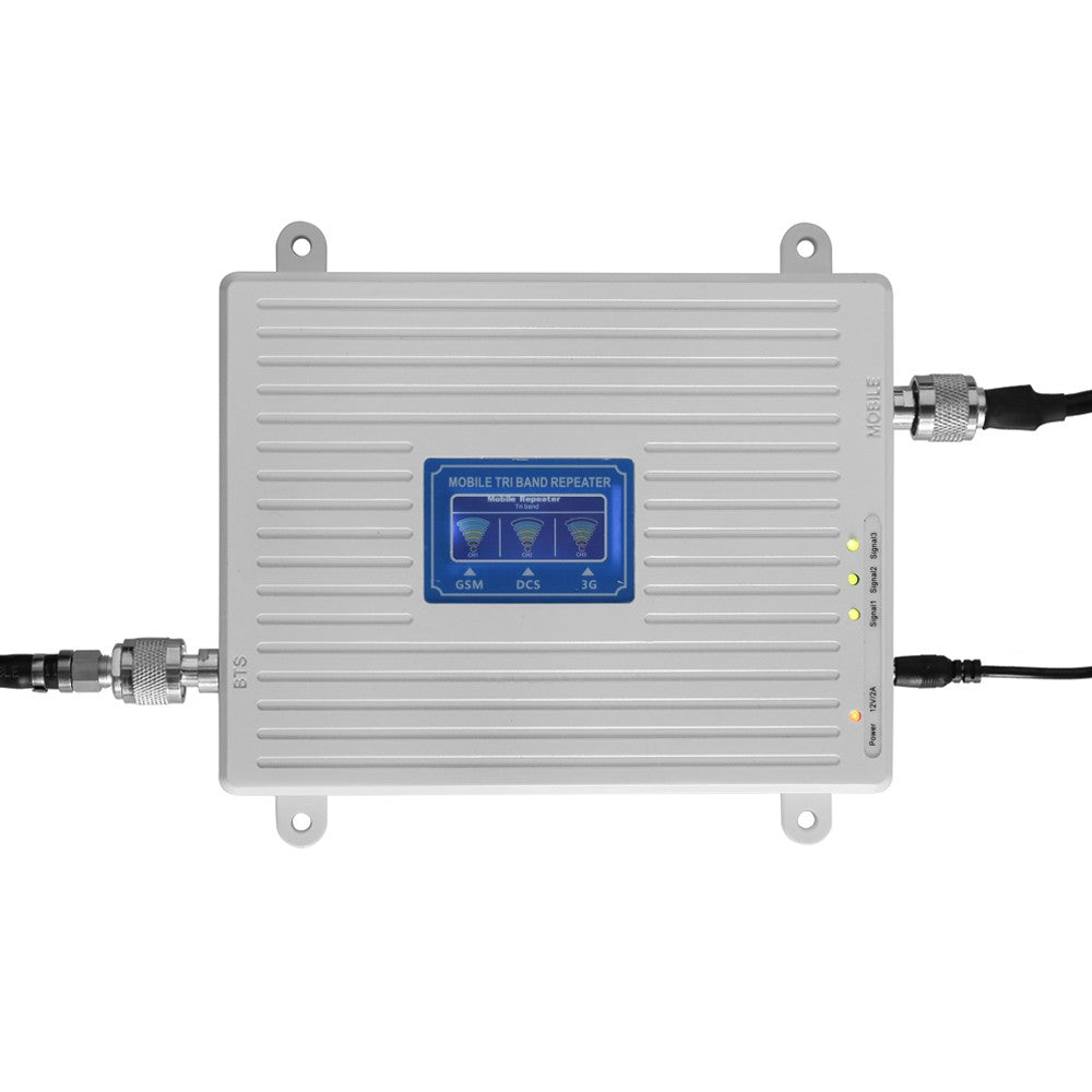 Universal 110-220V Tri-Band Signal Booster Kit: 900/1800/2100 GSM DCS WCDMA 4G/3G/2G LTE Intelligent Repeater